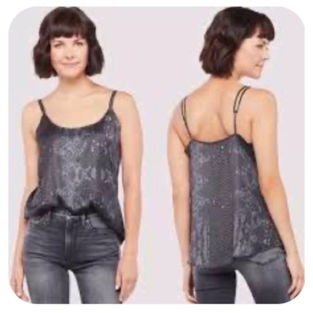David Lerner Evereve NWT Black Gray Snake Print Cami Size XS